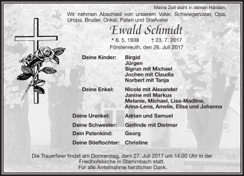 Traueranzeige von Ewald Schmidt von Frankenpost