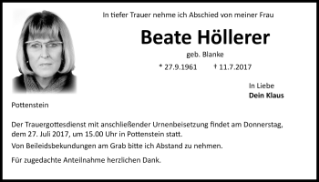 Traueranzeige von Beate Höllerer von 80041