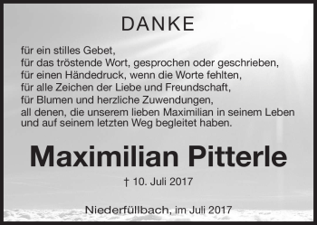 Traueranzeige von Maximilian Pitterle von Neue Presse Coburg
