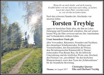 Traueranzeige von Torsten Treybig von Südthüringer Presse