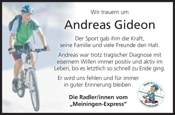 Traueranzeige von Andreas Gideon von Südthüringer Presse