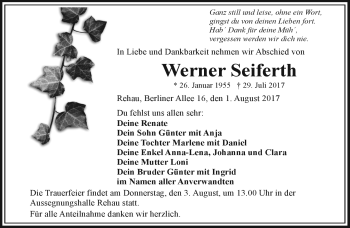 Traueranzeige von Werner Seiferth von Frankenpost
