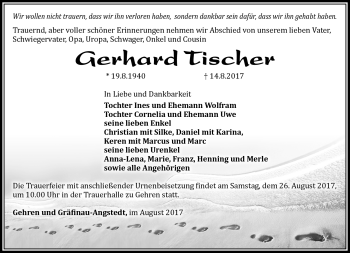 Traueranzeige von Gerhard Tischer von Südthüringer Presse