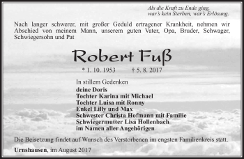 Traueranzeige von Robert Fuß von Südthüringer Presse