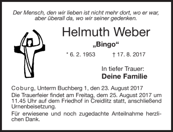 Traueranzeige von Helmuth Weber von Neue Presse Coburg
