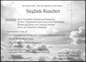 Traueranzeige von Sieglinde Rauschert von Neue Presse Coburg