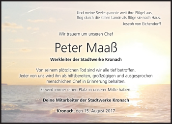 Traueranzeige von Peter Maaß von Neue Presse Coburg