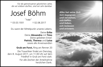 Traueranzeige von Josef Böhm von Neue Presse Coburg