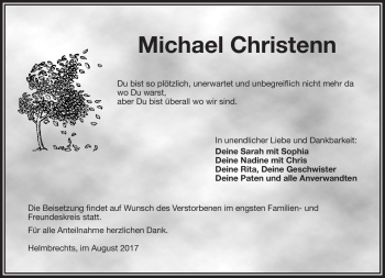 Traueranzeige von Michael Christenn von Frankenpost