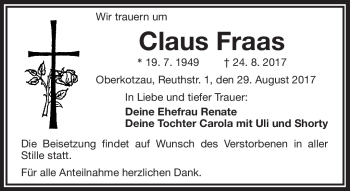 Traueranzeige von Claus Fraas von Frankenpost