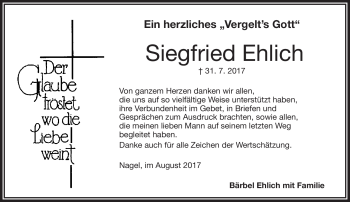 Traueranzeige von Siegfried Ehlich von Frankenpost