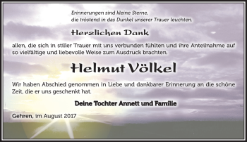 Traueranzeige von Helmut Völkel von Südthüringer Presse