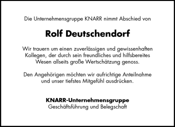 Traueranzeige von Rolf Deutschendorf von Frankenpost
