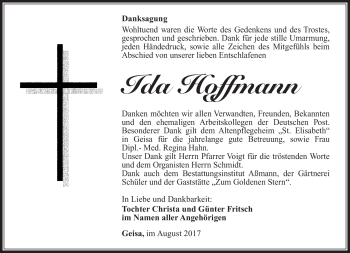 Traueranzeige von Ida Hoffmann von Südthüringer Presse