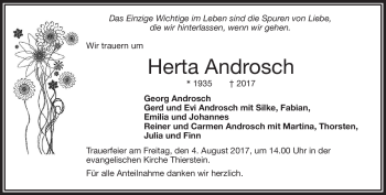 Traueranzeige von Herta Androsch von Frankenpost