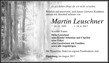 Traueranzeige von Martin Leuschner von Südthüringer Presse