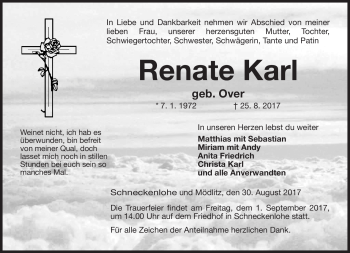 Traueranzeige von Renate Karl von Neue Presse Coburg