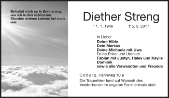 Traueranzeige von Diether Streng von Neue Presse Coburg