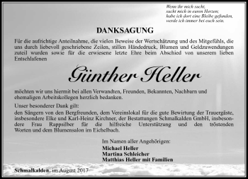 Traueranzeige von Günther Heller von Südthüringer Presse