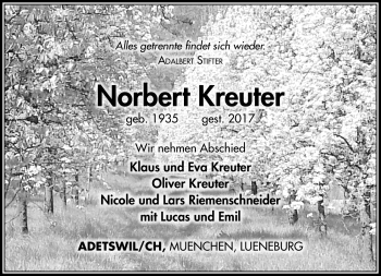 Traueranzeige von Norbert Kreuter von Südthüringer Presse