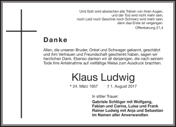 Traueranzeige von Klaus Ludwig von Frankenpost
