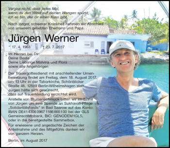 Traueranzeige von Jürgen Werner von Südthüringer Presse