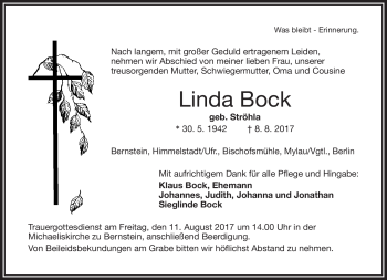 Traueranzeige von Linda Bock von Frankenpost