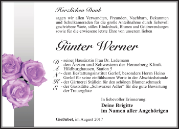 Traueranzeige von Günter Werner von Südthüringer Presse