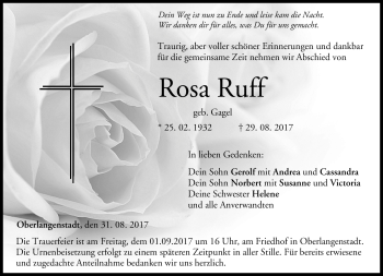Traueranzeige von Rosa Ruff von Neue Presse Coburg