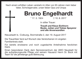 Traueranzeige von Bruno Engelhardt von Neue Presse Coburg