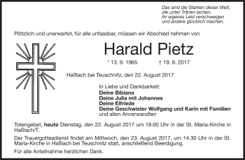 Traueranzeige von Harald Pietz von Neue Presse Coburg