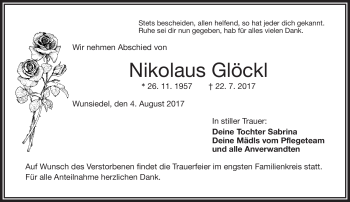 Traueranzeige von Nikolaus Glöckl von Frankenpost