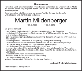 Traueranzeige von Martin Mildenberger von Neue Presse Coburg