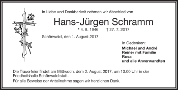 Traueranzeige von Hans-Jürgen Schramm von Frankenpost