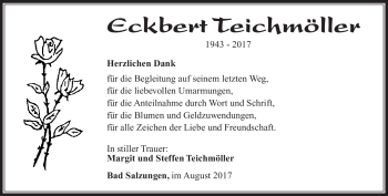Traueranzeige von Eckbert Teichmöller von Südthüringer Presse