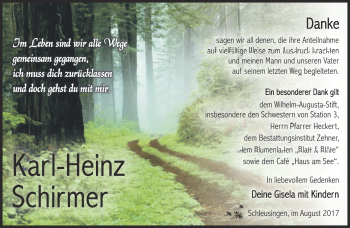 Traueranzeige von Karl-Heinz Schirmer von Südthüringer Presse