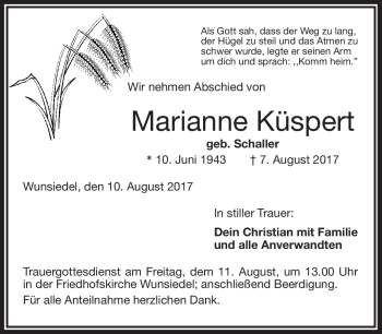 Traueranzeige von Marianne Küspert von Frankenpost