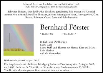 Traueranzeige von Bernhard Förster von Neue Presse Coburg