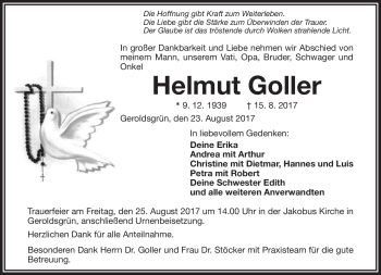 Traueranzeige von Helmut Goller von Frankenpost
