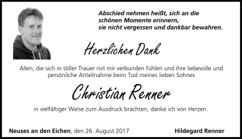 Traueranzeige von Christian Renner von Neue Presse Coburg