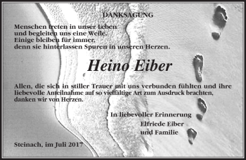 Traueranzeige von Heino Eiber von Südthüringer Presse