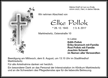Traueranzeige von Elke Pollok von Frankenpost