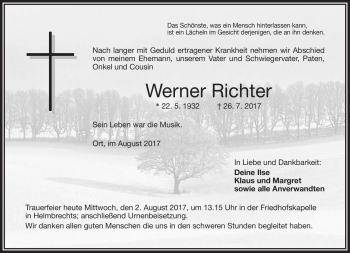 Traueranzeige von Werner Richter von Frankenpost