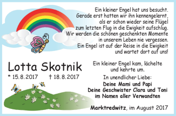 Traueranzeige von Lotta Skotnik von Frankenpost