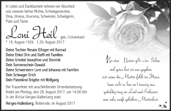 Traueranzeige von Loni Heil von Südthüringer Presse