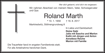 Traueranzeige von Roland Marth von Frankenpost