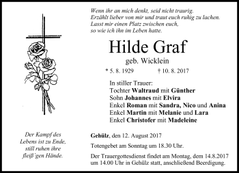 Traueranzeige von Hilde Graf von Neue Presse Coburg
