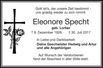 Traueranzeige von Eleonore Sprecht von Frankenpost