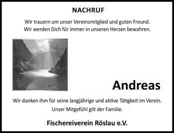 Traueranzeige von Andreas  von Frankenpost