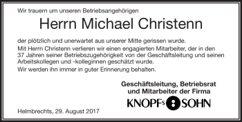Traueranzeige von Michael Christenn von Frankenpost